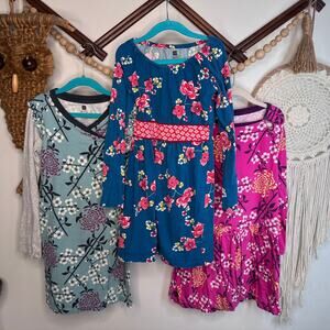 Tea Long Sleeve Floral Midi Dress Lot